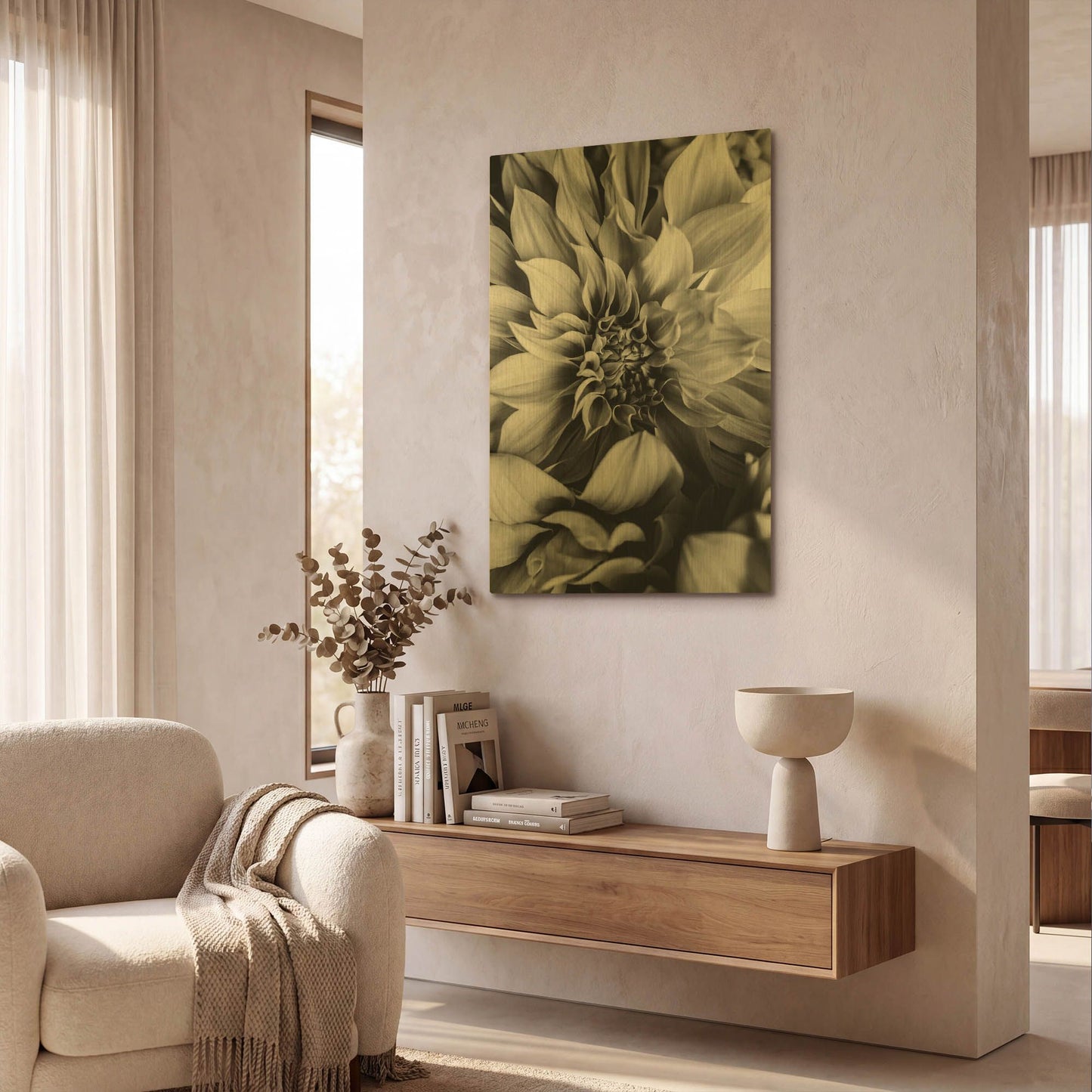 'B&W Flower 4' By Incado Gold Metal Wall Art