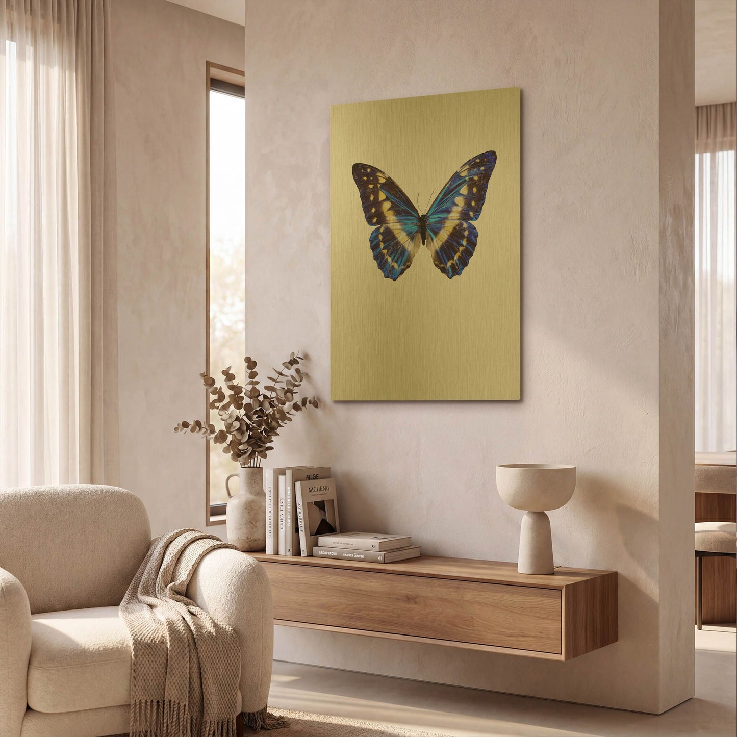 'Blue Butterfly' By Incado Gold Metal Wall Art