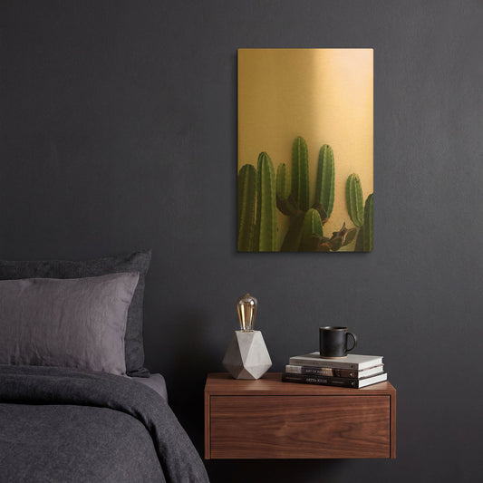 'Cactus on Pink' By Incado Gold Metal Wall Art
