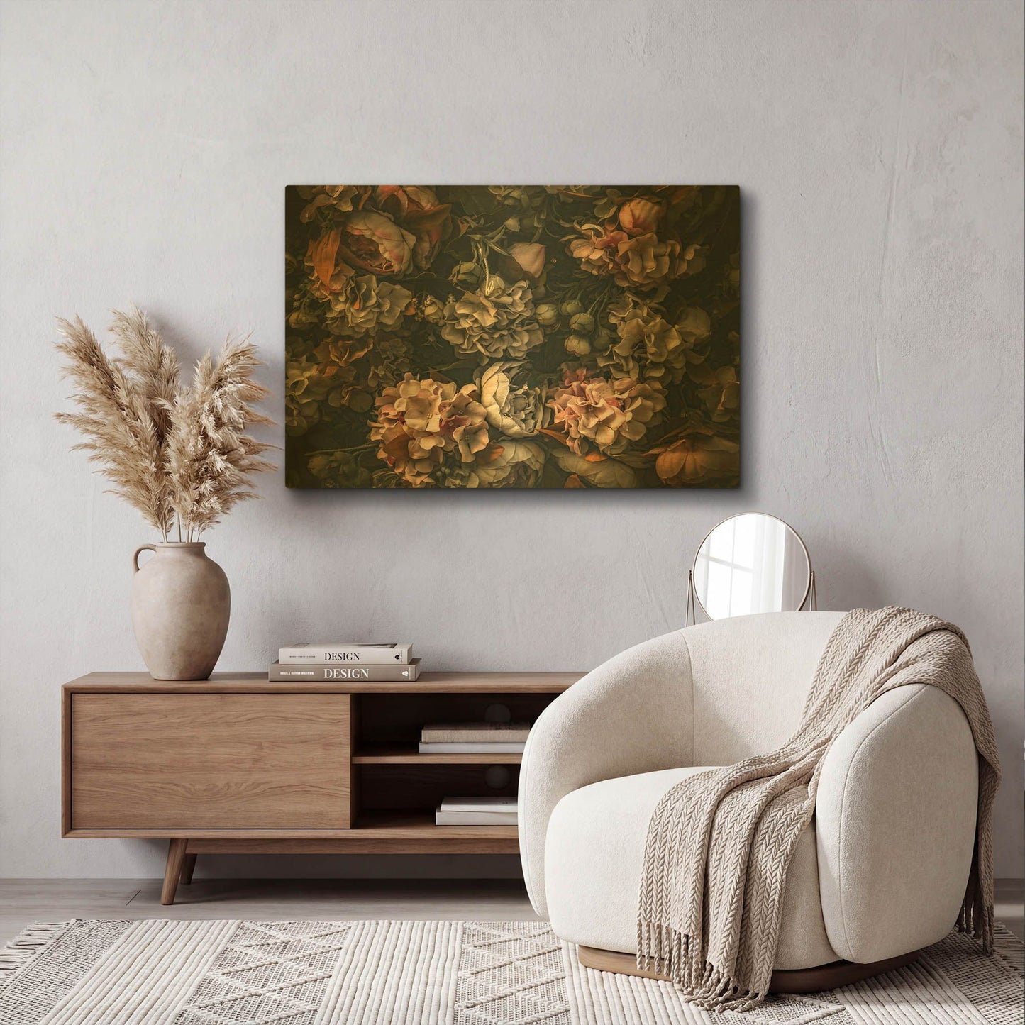 'Dark Floral Arrangement' By Incado Gold Metal Wall Art
