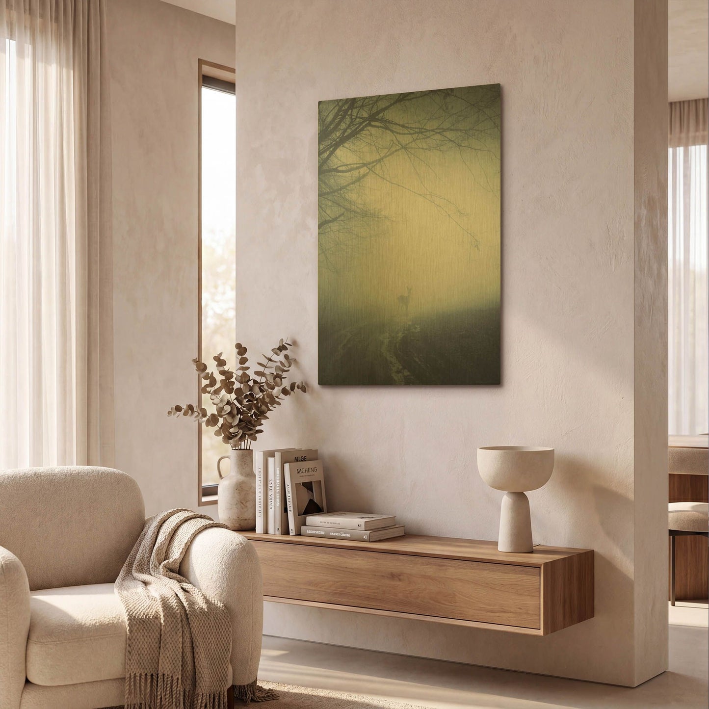 'Foggy Morning Hike' By Incado Gold Metal Wall Art