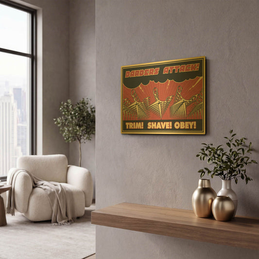 'Barbershop' By LUXE Gold Metal Wall Art