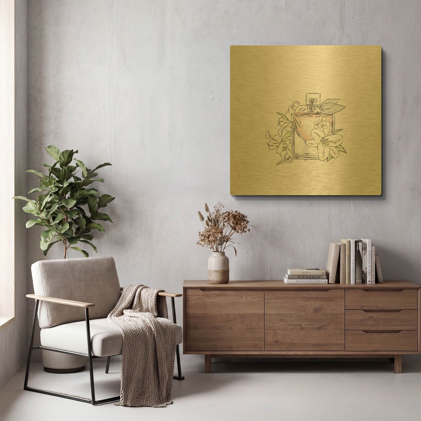 'Perfume VI' By Incado Gold Metal Wall Art