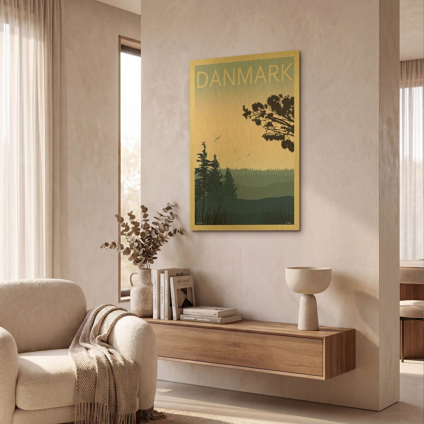 'Pine Forest' By Incado Gold Metal Wall Art