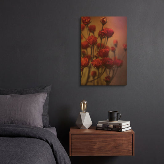 'Red Flowers' By Incado Gold Metal Wall Art