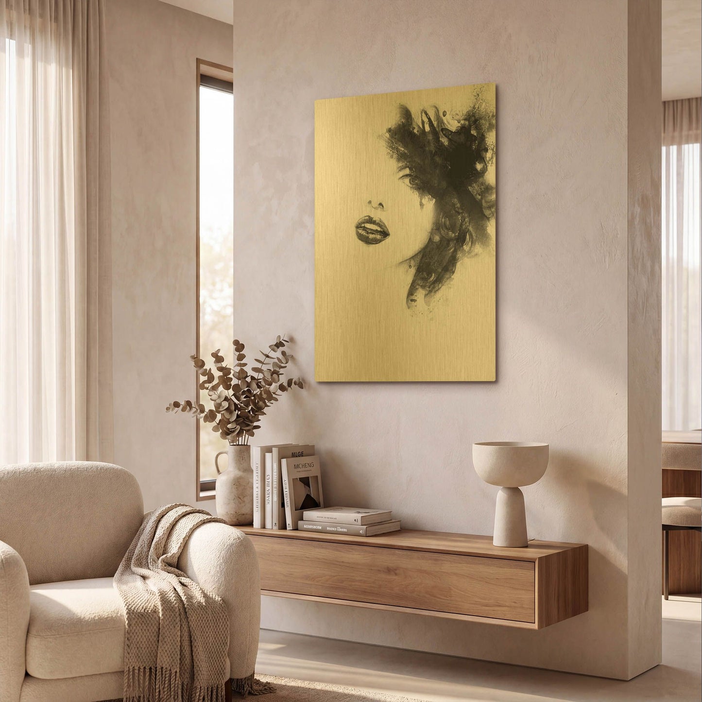 'Shadow Girl' By Incado Gold Metal Wall Art