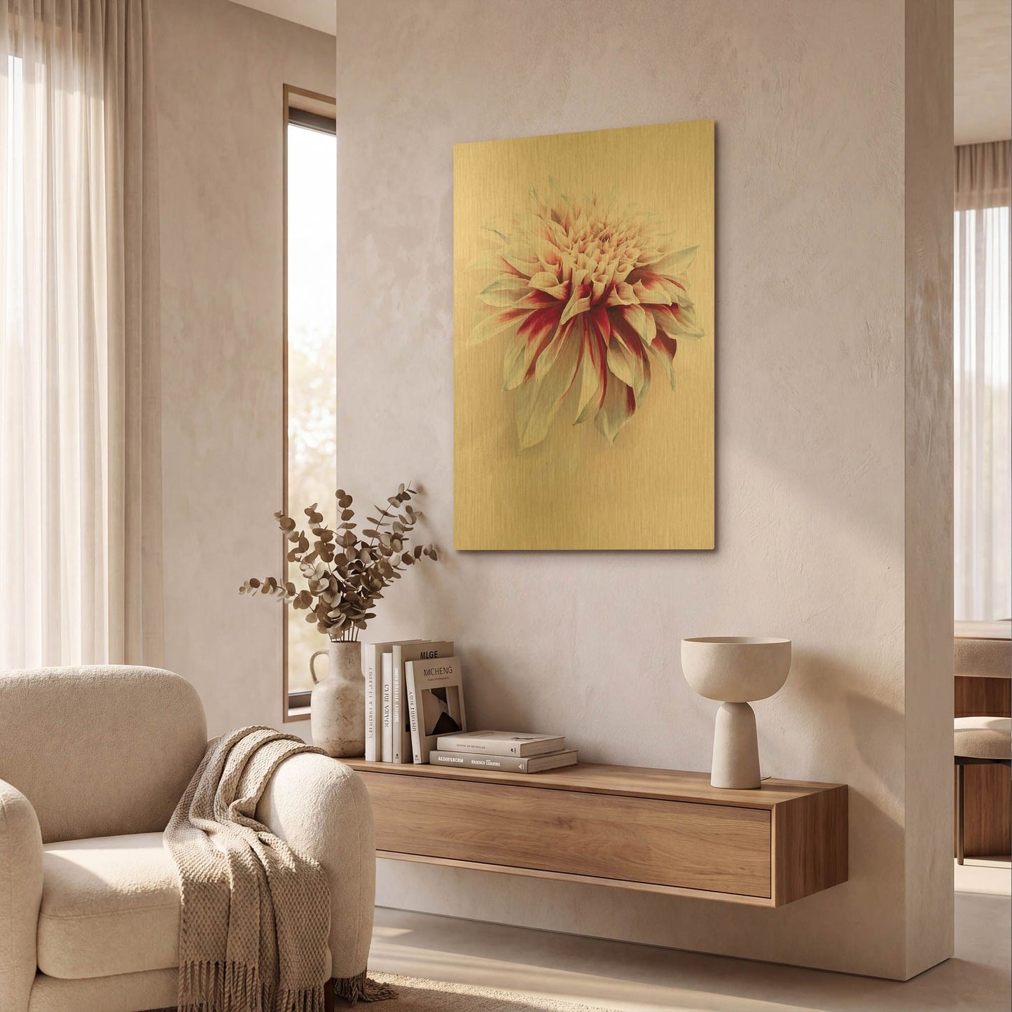 'Water Dahlia' By Incado Gold Metal Wall Art