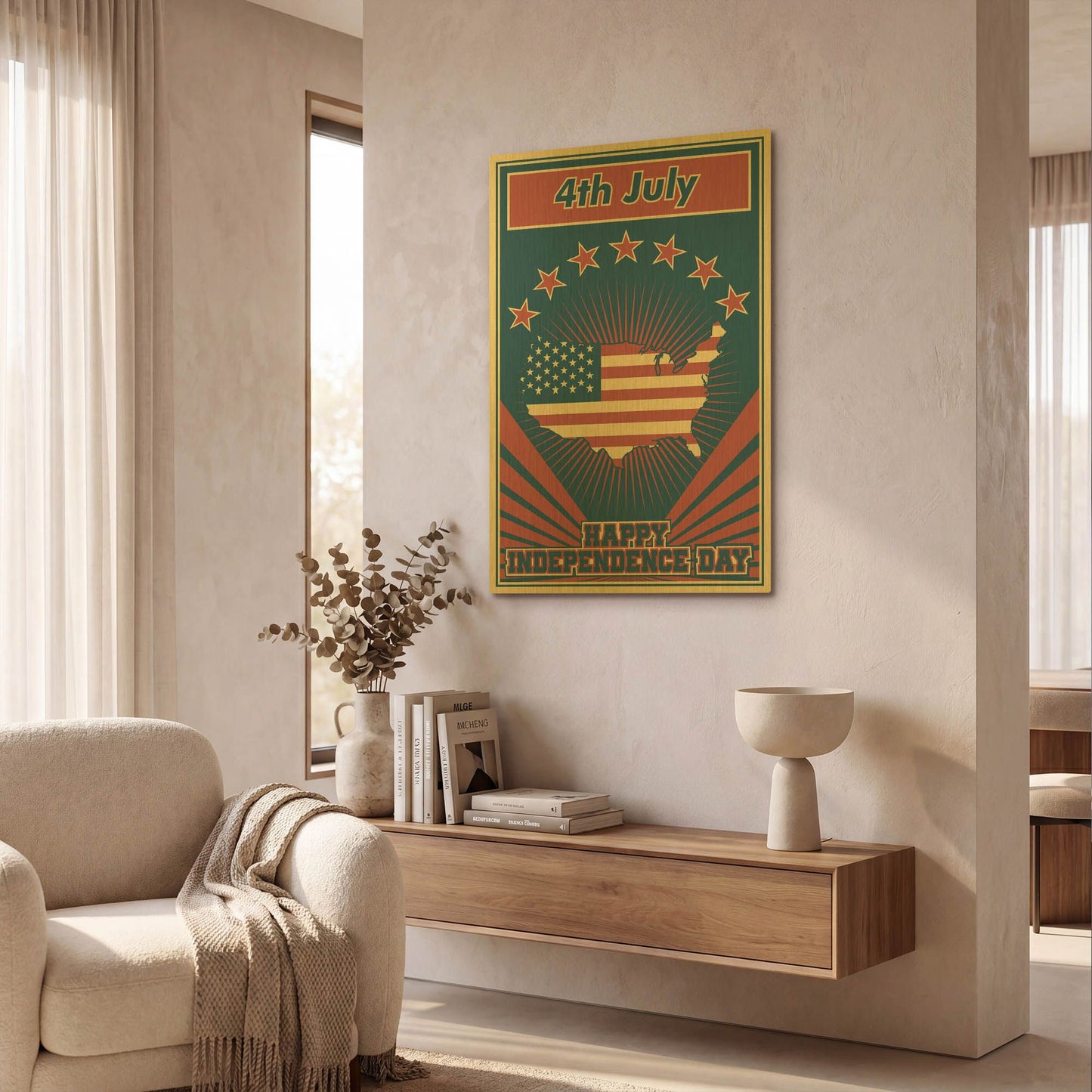 'Independence Day USA' By LUXE Gold Metal Wall Art