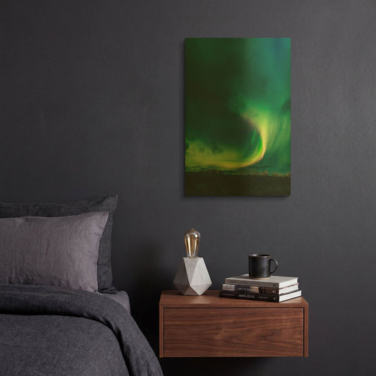 'Amazing Northern Lights Green' By LUXE Gold Metal Wall Art