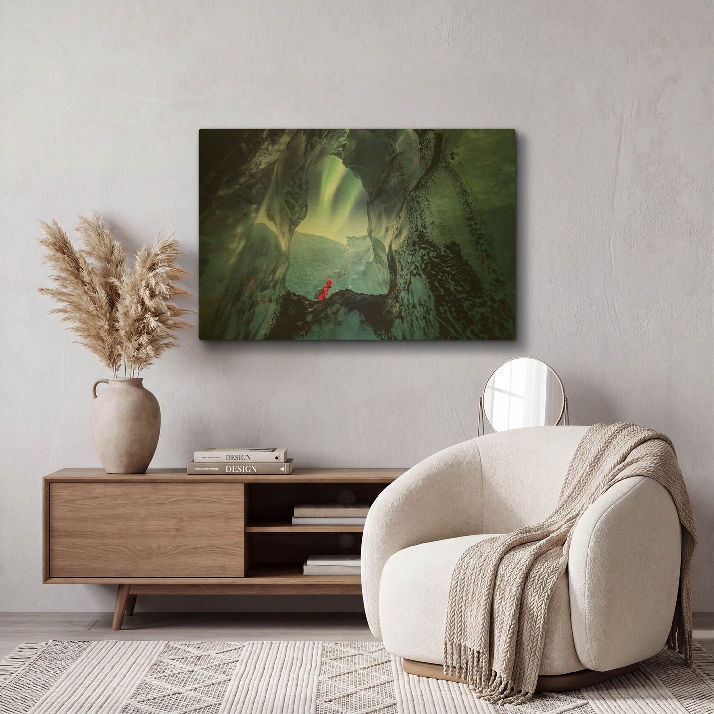 'Northern Lights Aurora Borealis Over Glacier Ice 2' By LUXE Gold Metal Wall Art