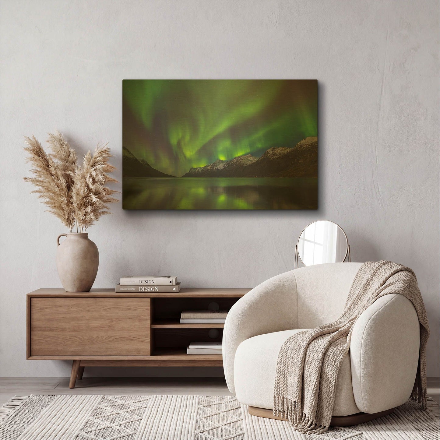 'Northern Lights In Ersfjorden' By LUXE Gold Metal Wall Art