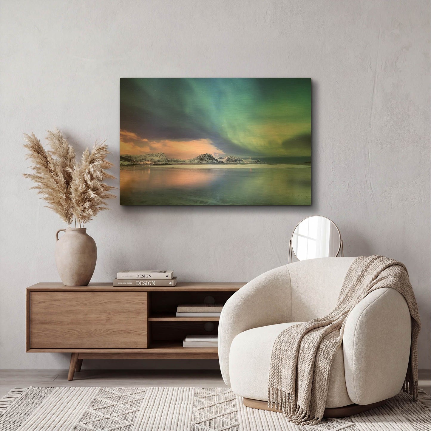 'Northern Lights In The Lofoten Islands Norway 8' By LUXE Gold Metal Wall Art
