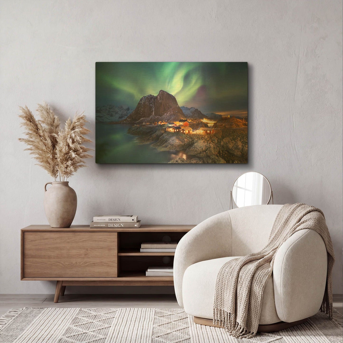 'Northern Lights In The Lofoten Islands Norway 9' By LUXE Gold Metal Wall Art