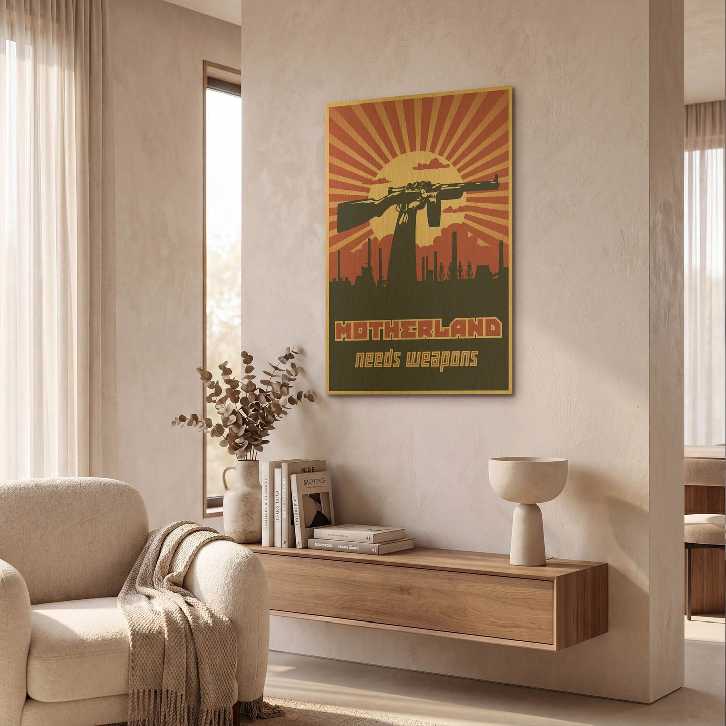 'Motherland Needs Weapons' By LUXE Gold Metal Wall Art