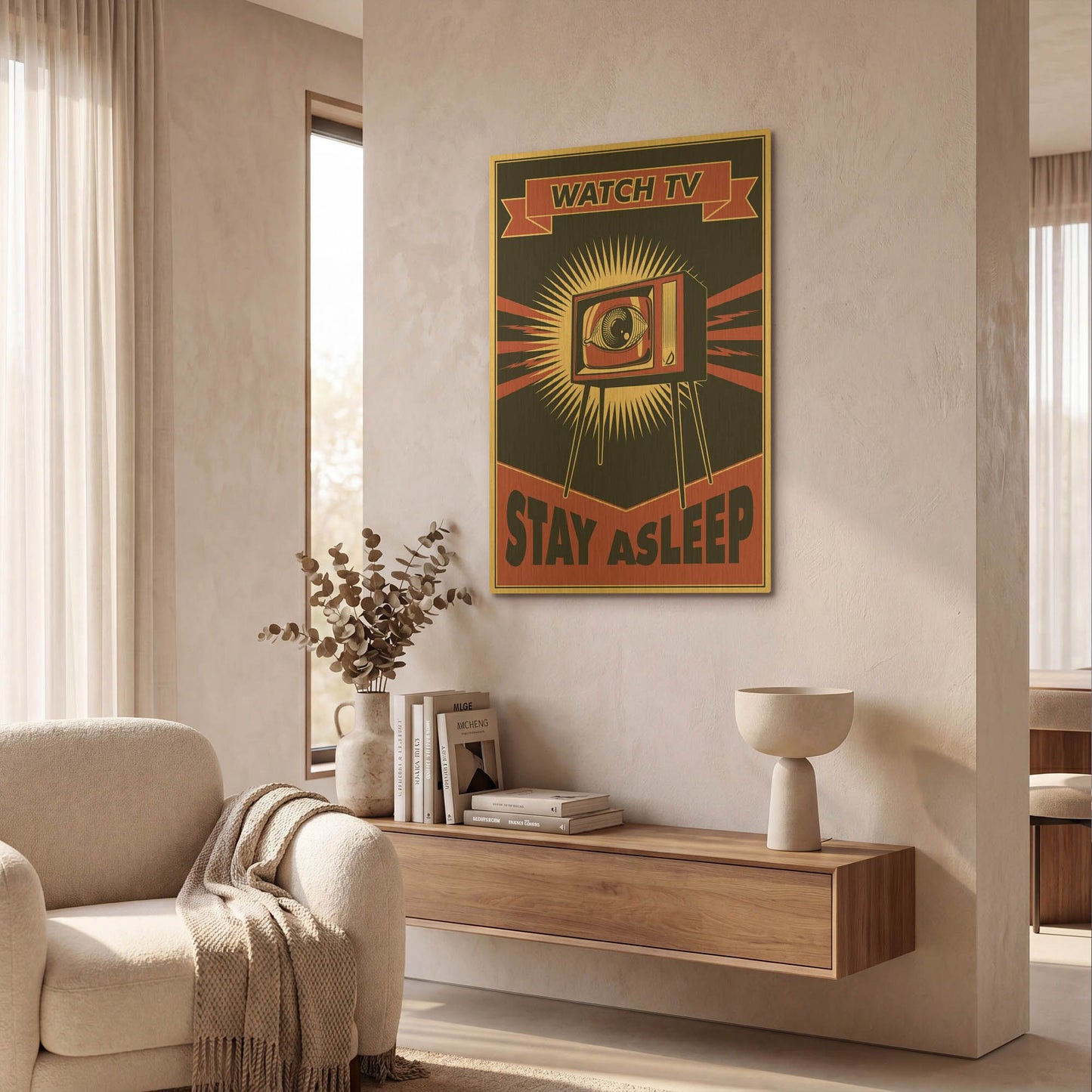 'TV' By LUXE Gold Metal Wall Art