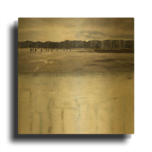 'Worlds Apart 2 Landscape Sqaures' By DB Waterman Gold Metal Wall Art