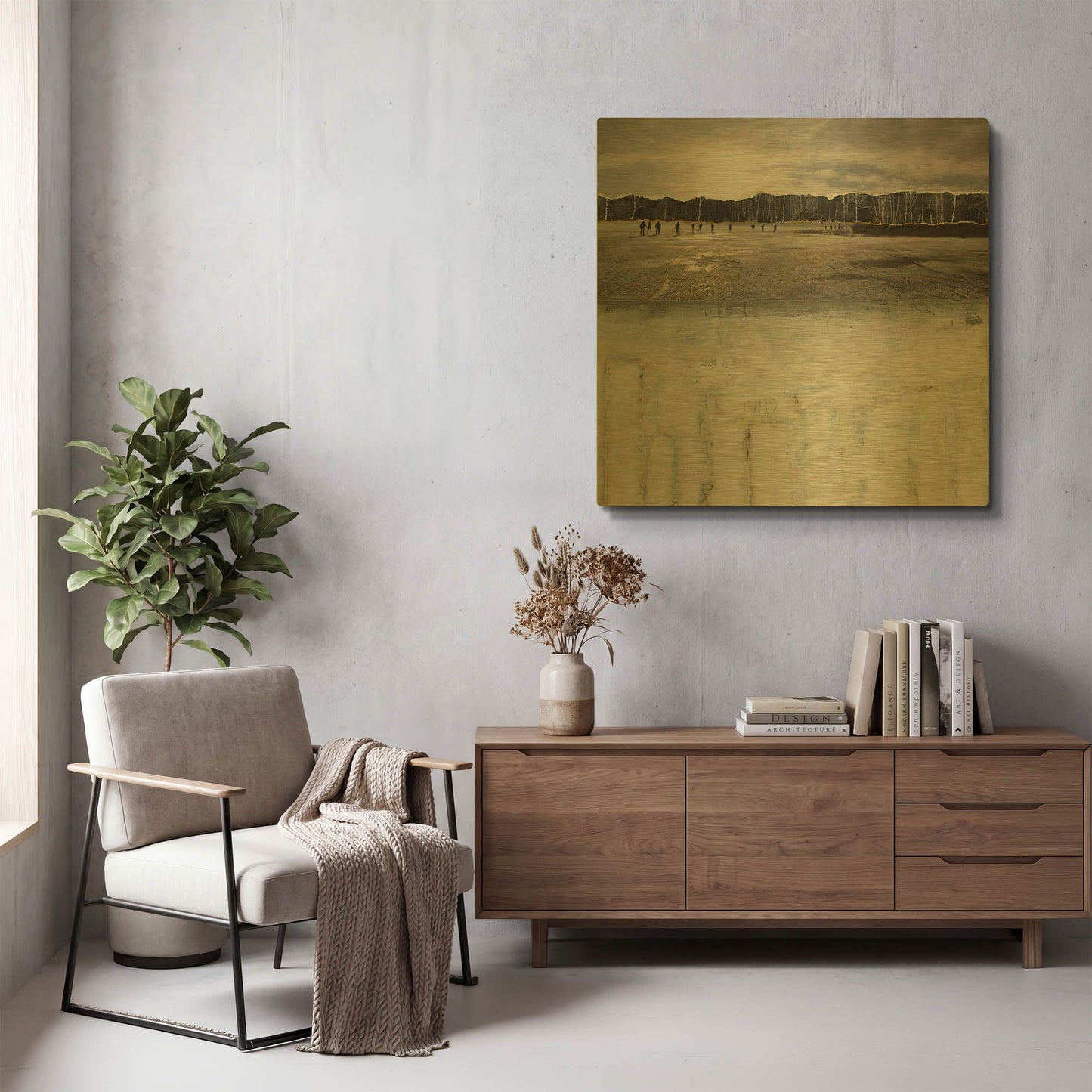 'Worlds Apart 2 Landscape Sqaures' By DB Waterman Gold Metal Wall Art
