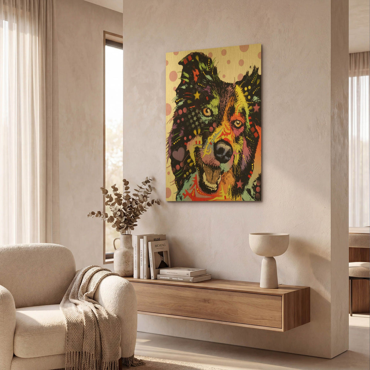 'Border Collie 1' By Dean Russo Gold Metal Wall Art