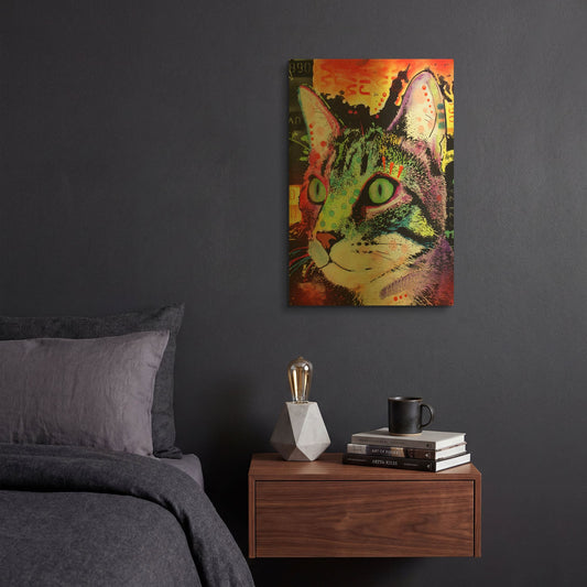 'Curiosity Cat' By Dean Russo Gold Metal Wall Art