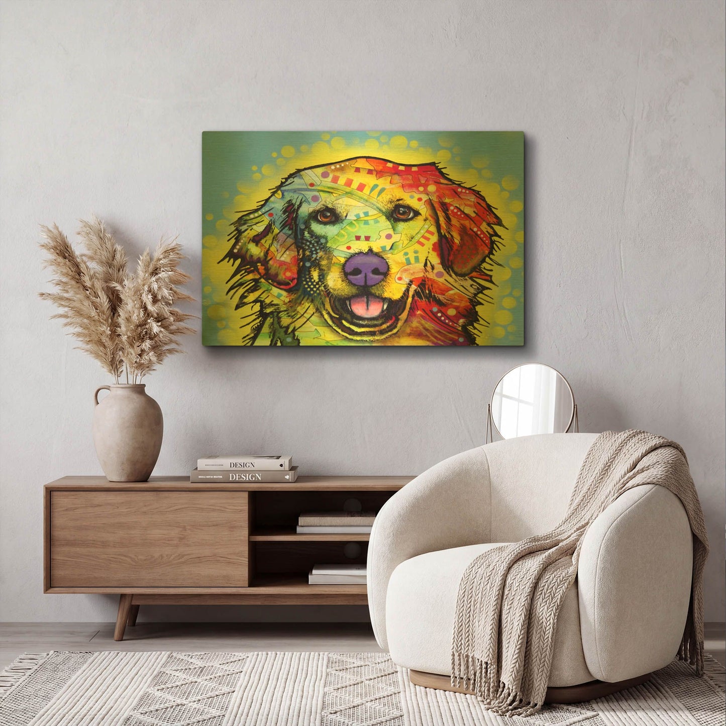 'Golden Retriever' By Dean Russo Gold Metal Wall Art