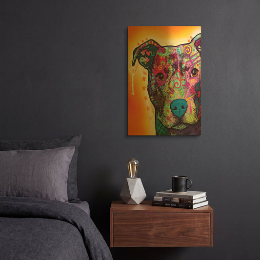 'Heart U Pit Bull' By Dean Russo Gold Metal Wall Art
