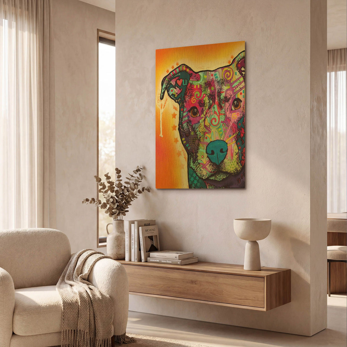 'Heart U Pit Bull' By Dean Russo Gold Metal Wall Art