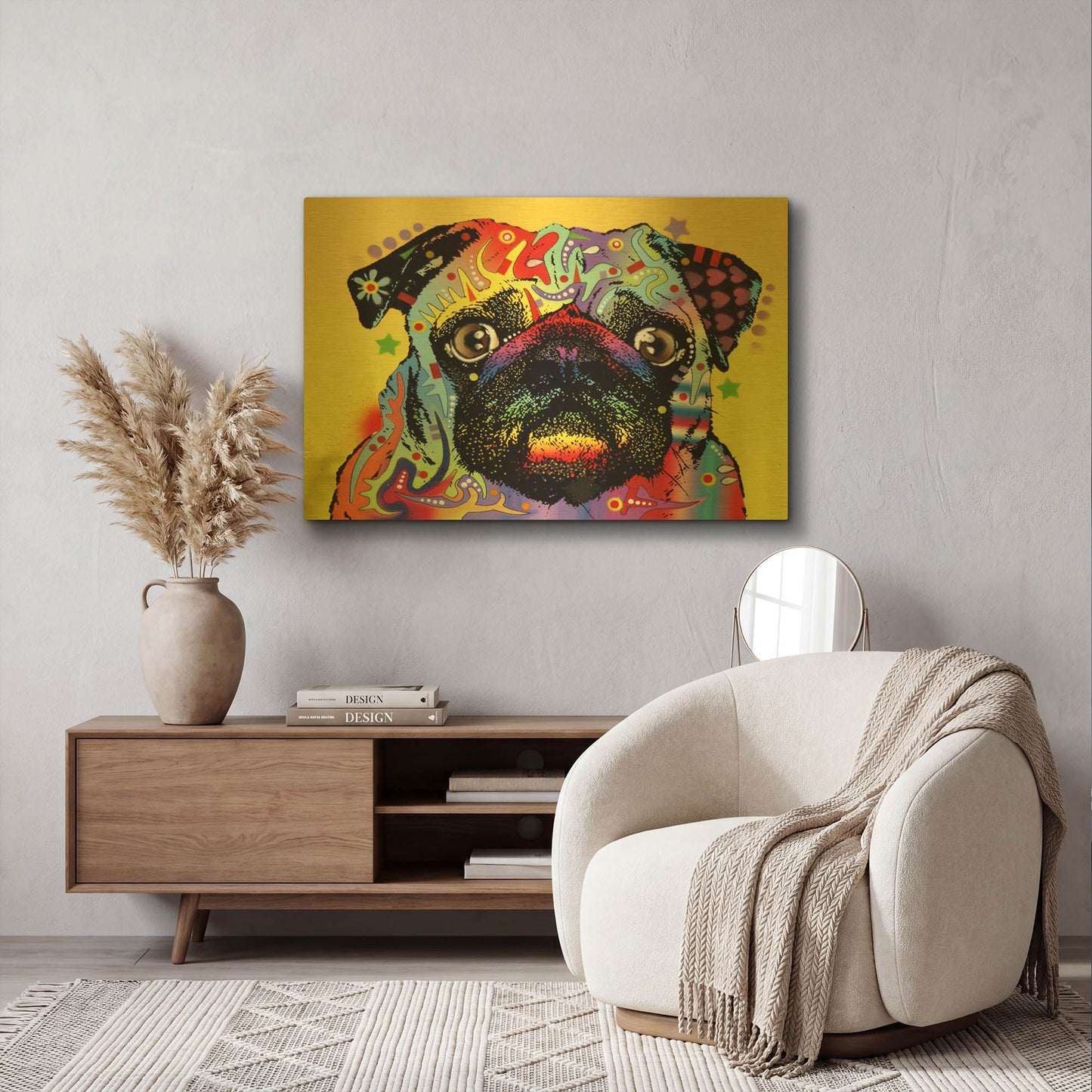 'Pug 1' By Dean Russo Gold Metal Wall Art