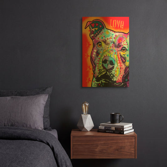 'Thoughtful Pitbull' By Dean Russo Gold Metal Wall Art