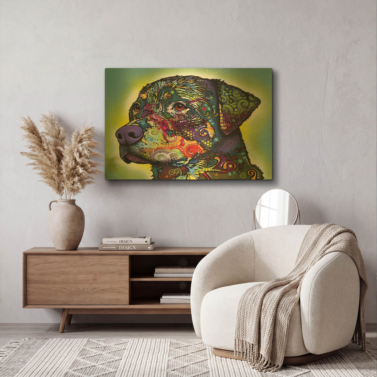 'The Rottweiler' By Dean Russo Gold Metal Wall Art
