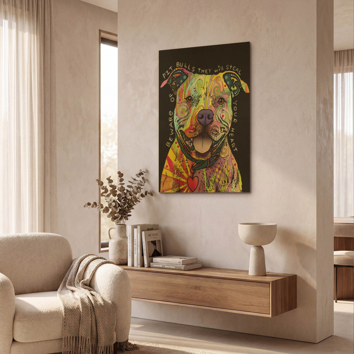 'Beware Of Pit Bulls' By Dean Russo Gold Metal Wall Art