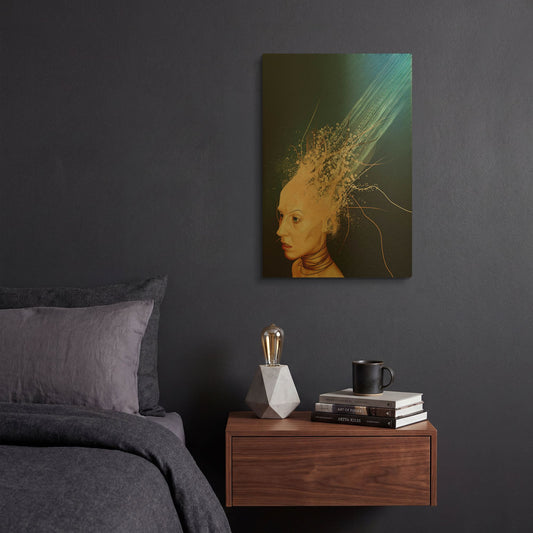 'Emotionless' By Mario Sanchez Nevado Gold Metal Wall Art