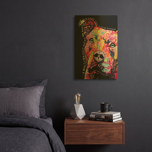 'Thoughtful Pit Bull' By Dean Russo Gold Metal Wall Art