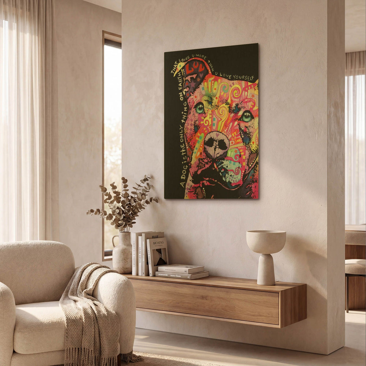 'Thoughtful Pit Bull' By Dean Russo Gold Metal Wall Art
