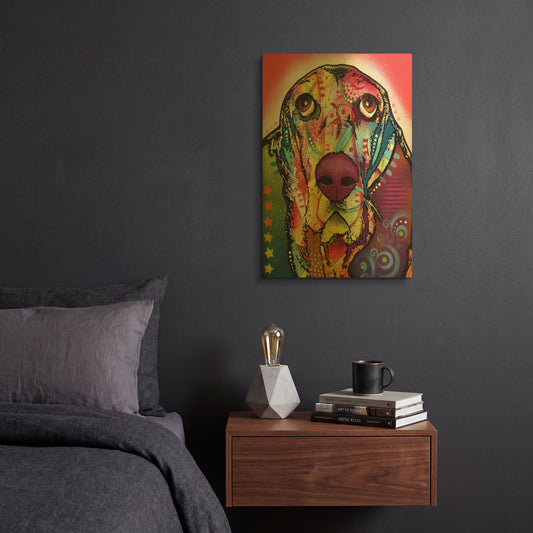 'Basset 1' By Dean Russo Gold Metal Wall Art