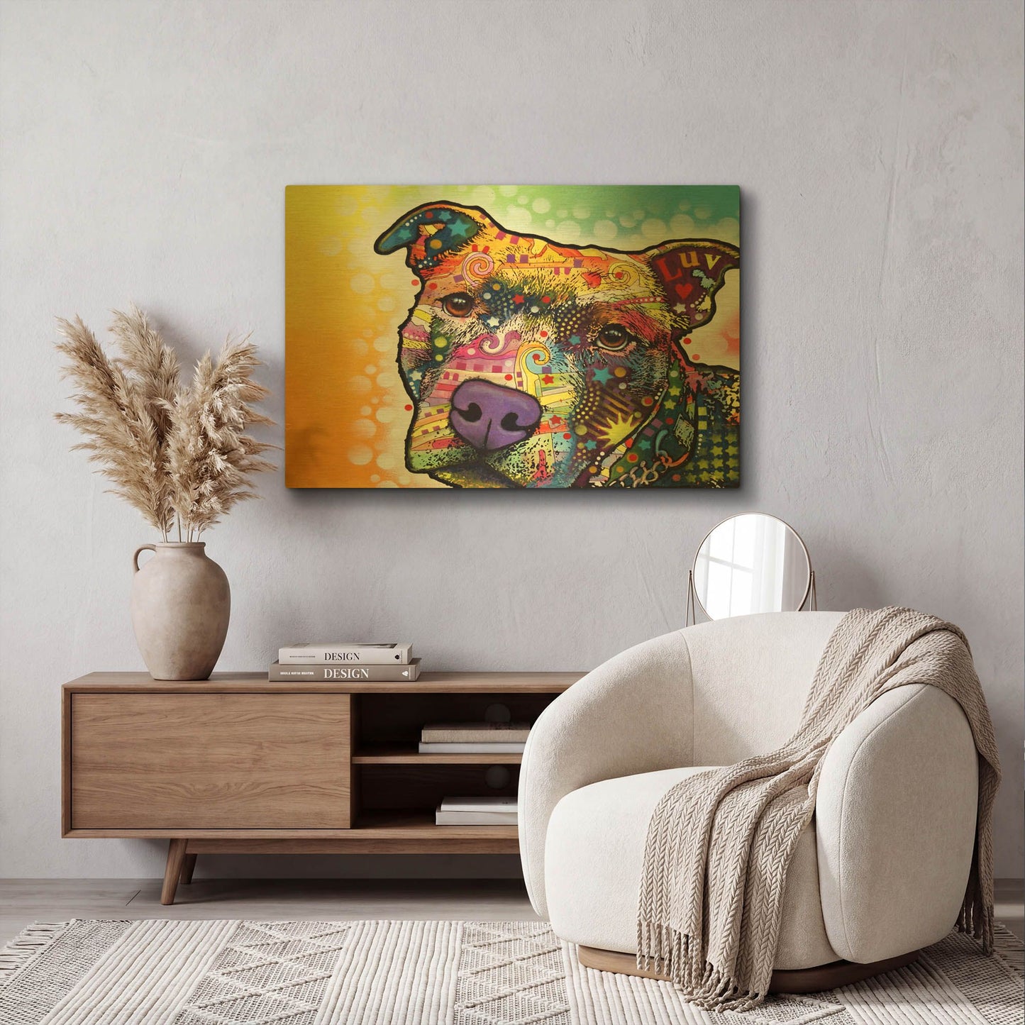 'Contemplative Pit' By Dean Russo Gold Metal Wall Art
