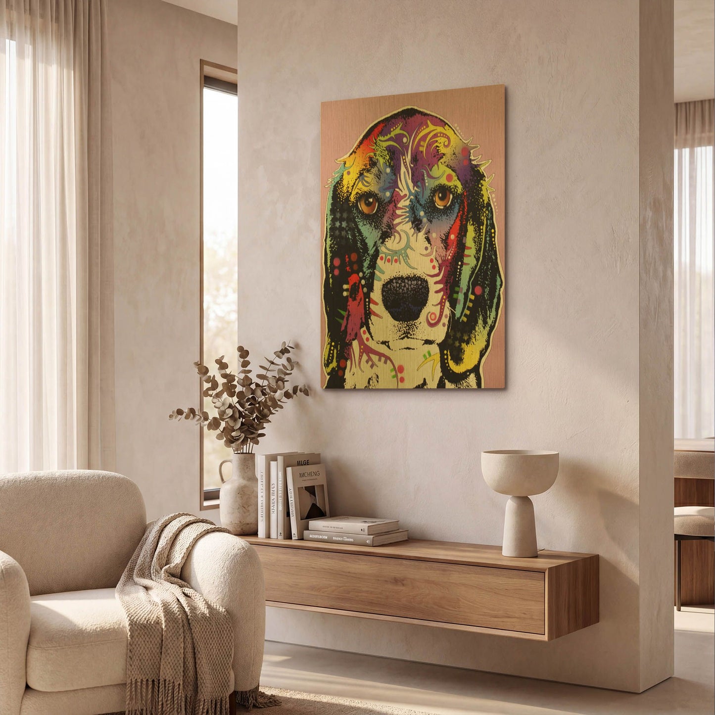 '4 Beagle' By Dean Russo Gold Metal Wall Art