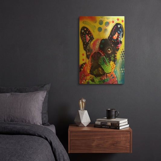 'French Bulldog 2' By Dean Russo Gold Metal Wall Art