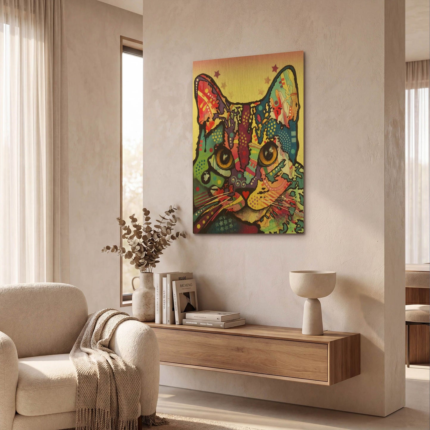 'Maya Cat' By Dean Russo Gold Metal Wall Art