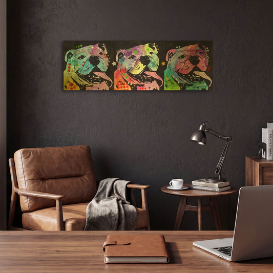 '3 Bulldogs' By Dean Russo Gold Metal Wall Art