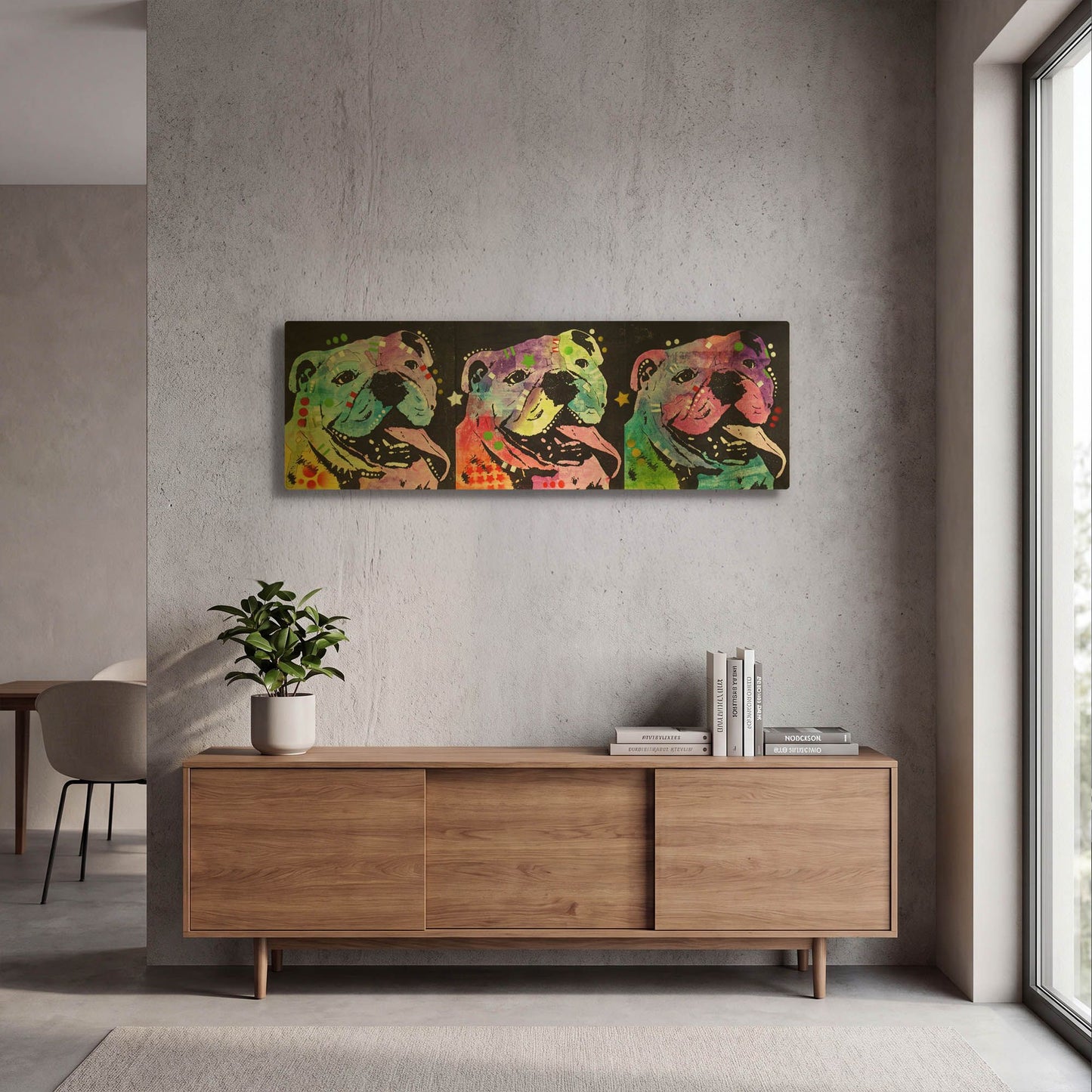 '3 Bulldogs' By Dean Russo Gold Metal Wall Art