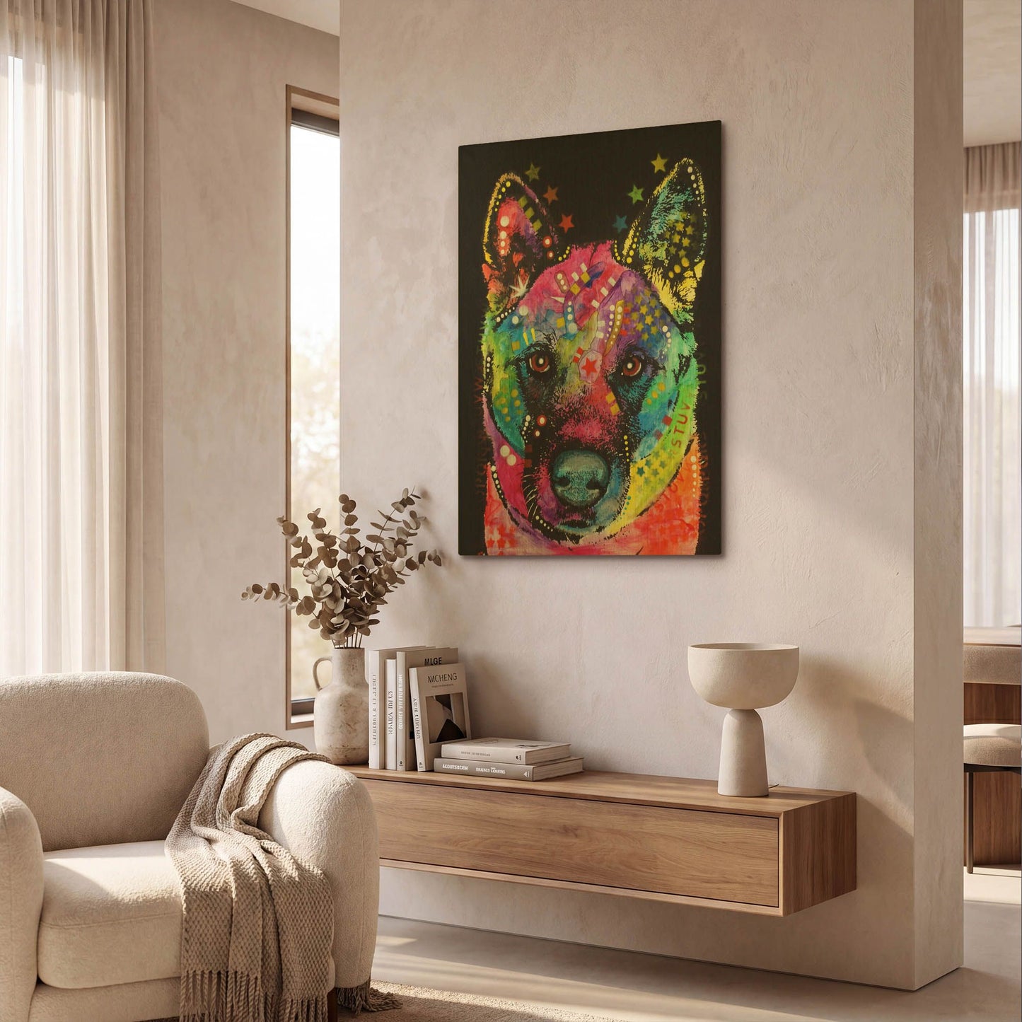 'Akita 2' By Dean Russo Gold Metal Wall Art