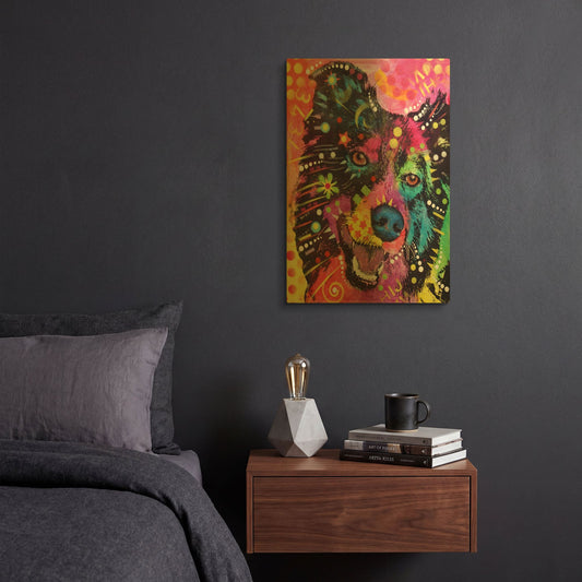 'Border Collie 2' By Dean Russo Gold Metal Wall Art