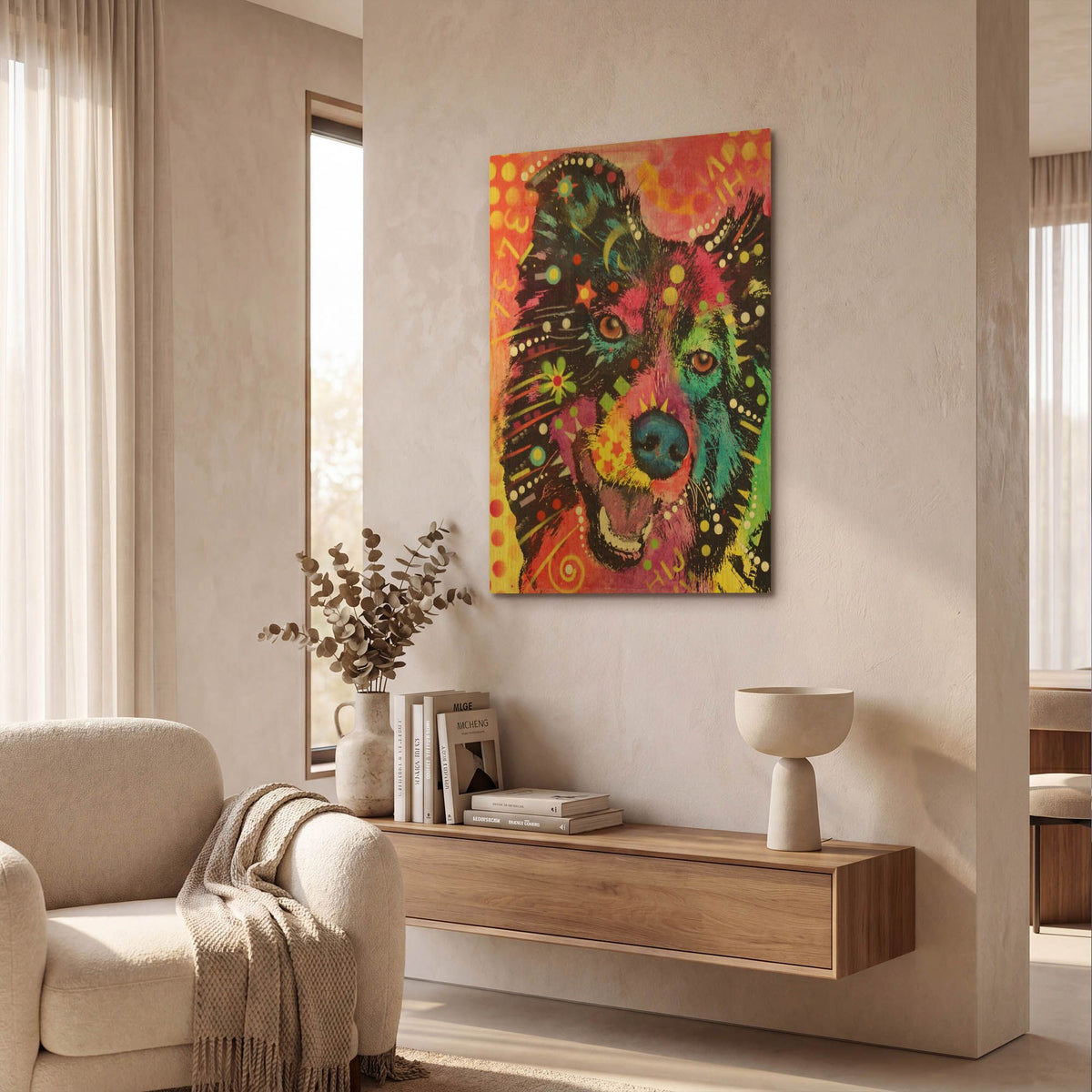 'Border Collie 2' By Dean Russo Gold Metal Wall Art