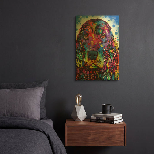'Cocker Spaniel 2' By Dean Russo Gold Metal Wall Art