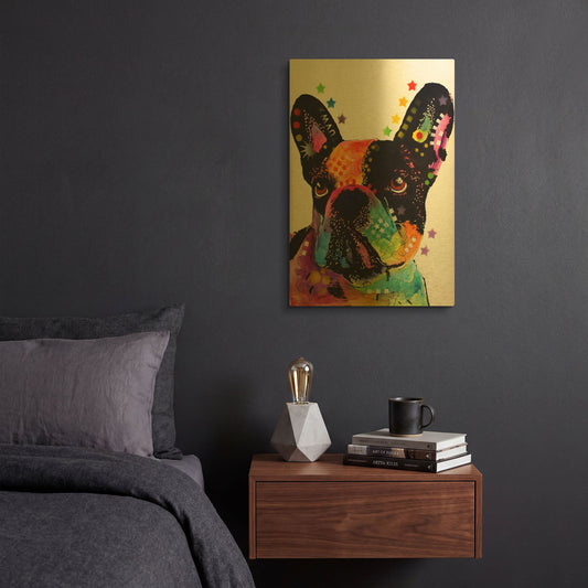 'French Bulldog' By Dean Russo Gold Metal Wall Art