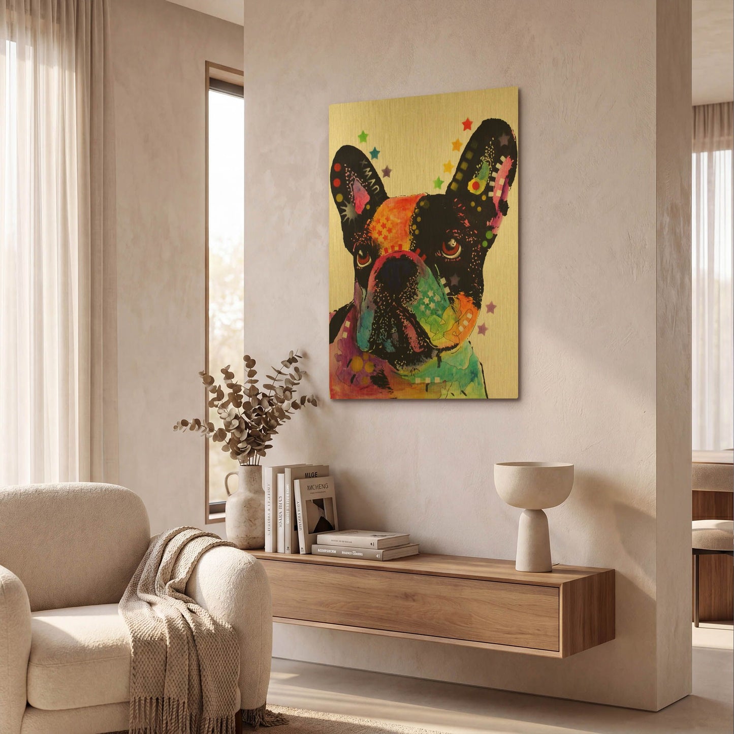 'French Bulldog' By Dean Russo Gold Metal Wall Art