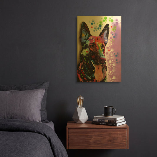'German Shepherd 2' By Dean Russo Gold Metal Wall Art