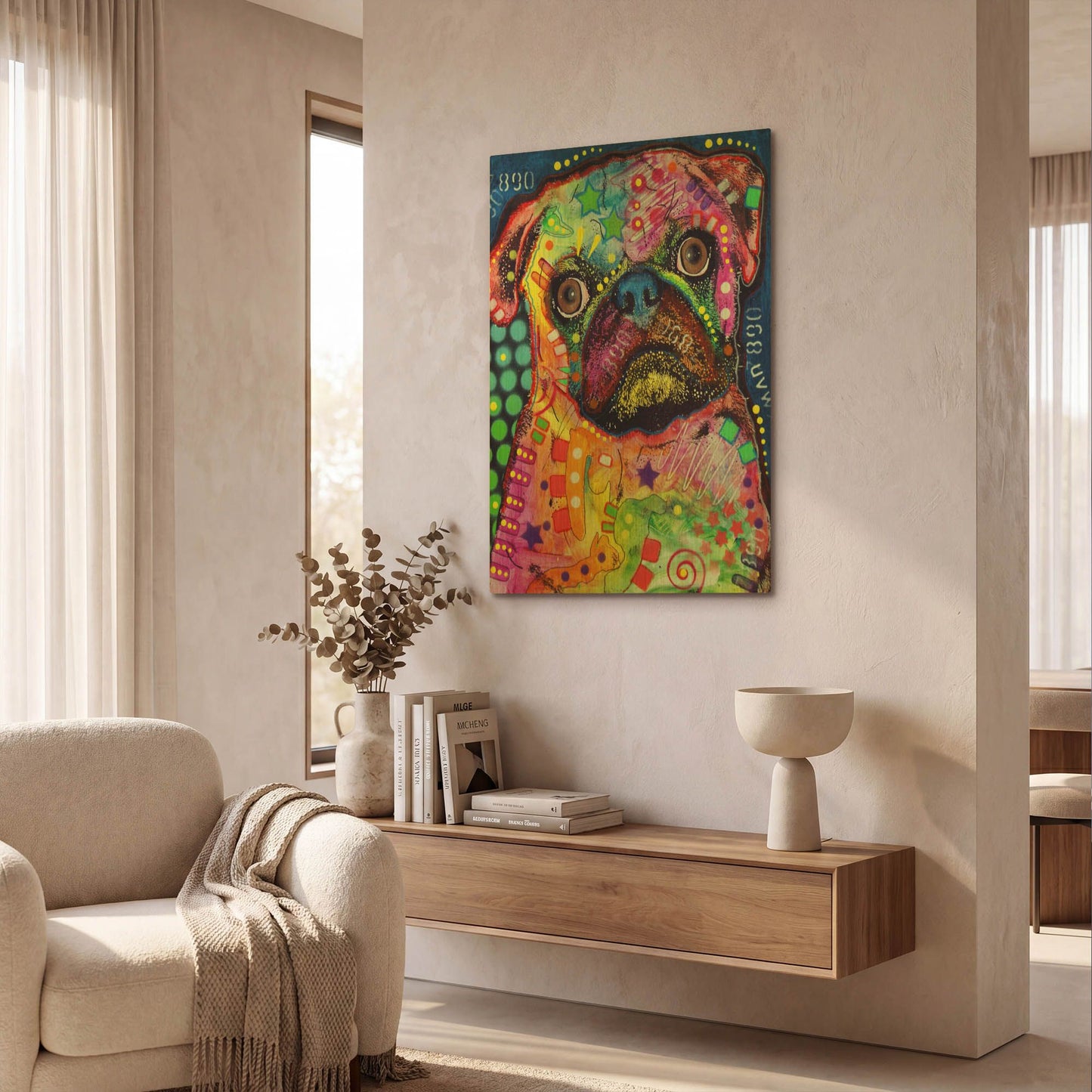 'Pug 2' By Dean Russo Gold Metal Wall Art