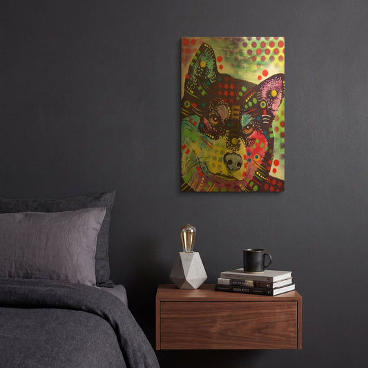 'Shiba Inu' By Dean Russo Gold Metal Wall Art