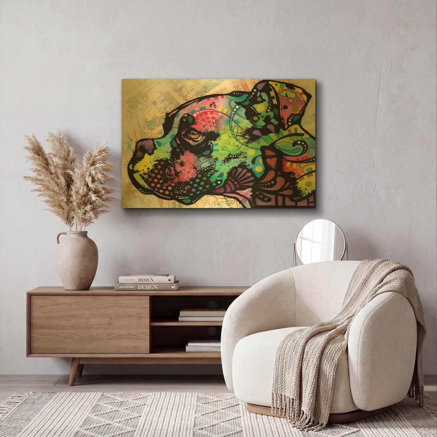 'Profile Boxer Deco' By Dean Russo Gold Metal Wall Art